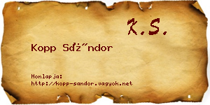 Kopp Sándor névjegykártya